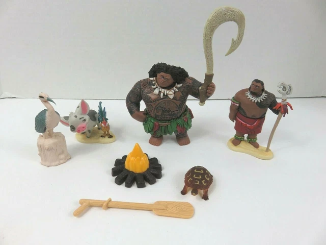 Moana Disney Toy Lot of 6 Figures / Cake Toppers Maui The Rock