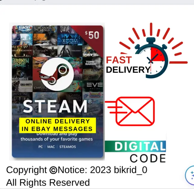 STEAM Game Card 50 Dollars Steam Gift Card DIGITALLY Delivered NOW EXPEDITED!