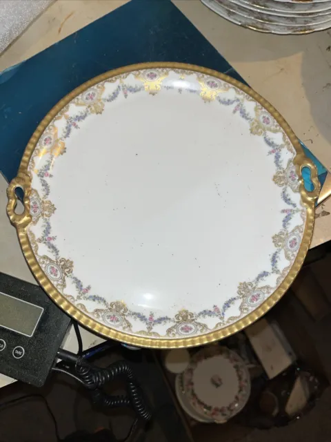 LS & S Coiffe Limoges France Sm Plate Gold Encrusted 6.25 Floral Garland Antique