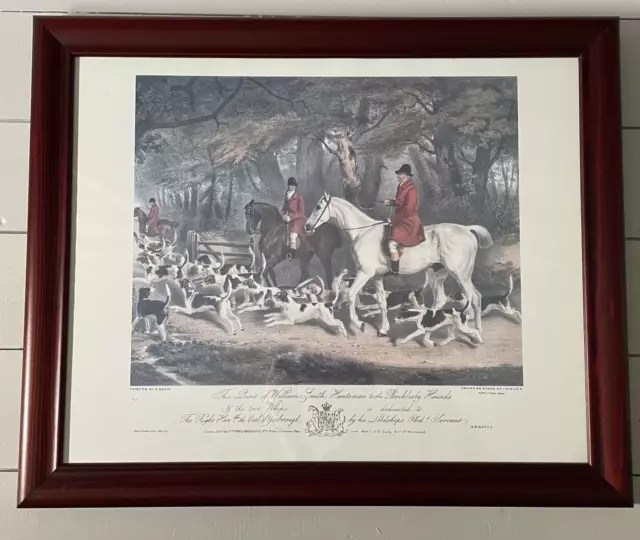 Vintage Framed English Hunting Print Scene Horse & Hounds Huntsman William Smith