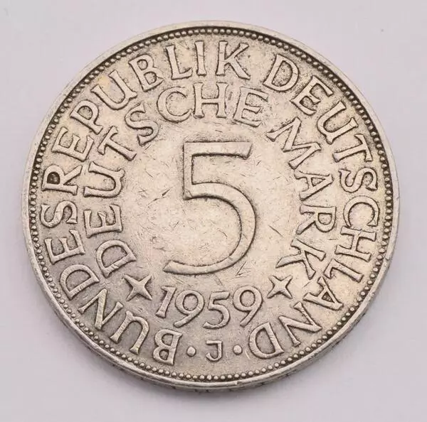 Münze Silber 5 Mark Silberadler BRD 1959 J Jäger 387 16886 top