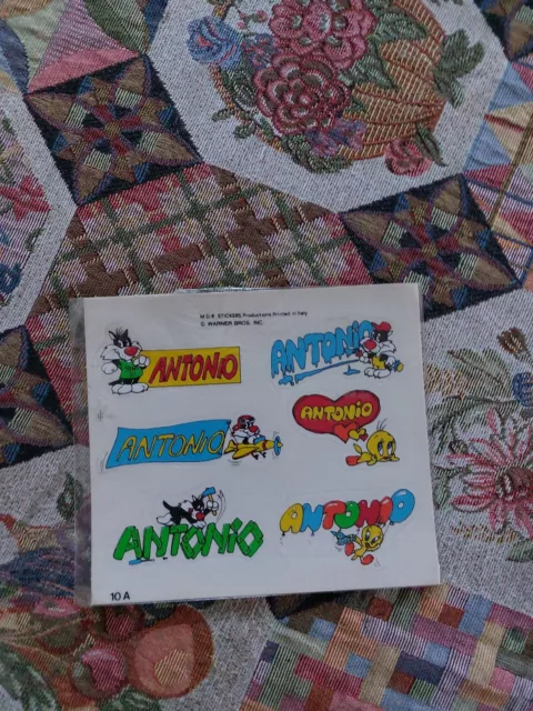 Warner Bros Stickers Adesivi Nome Antonio . Con Silvestro E Titti