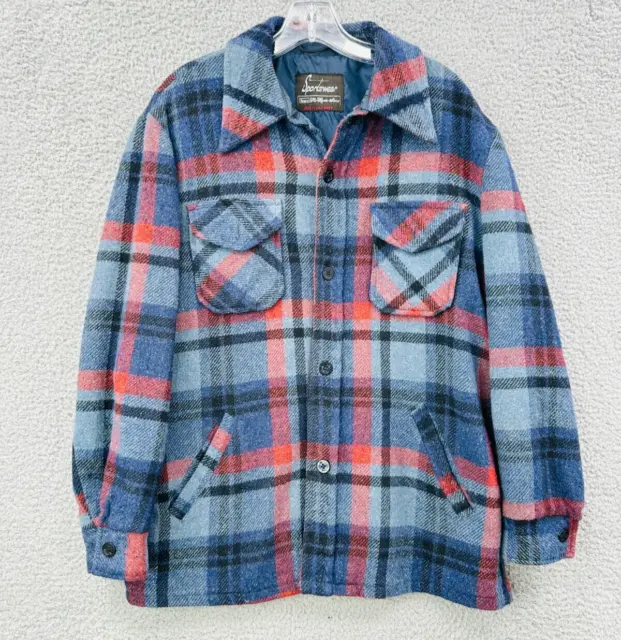 Vintage Sears Sportswear Plaid Flannel Jacket Men’s Size Large Wool Blend Lined