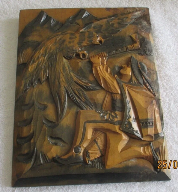 Zakopane Poland 3D Solid Wood Art Carving Wall Hanging Bird of Prey Native