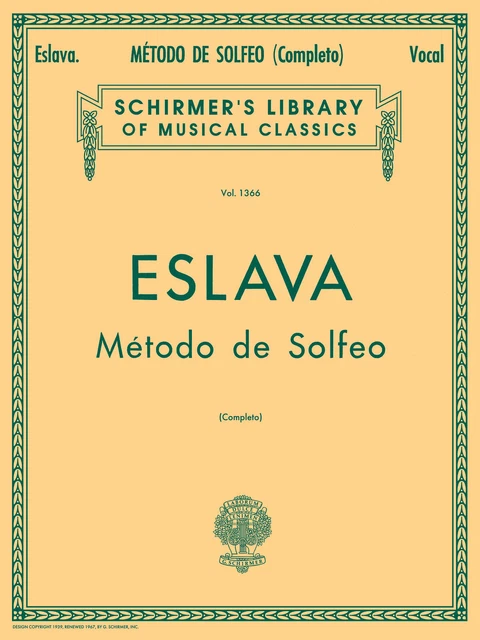 Eslava Metodo de Solfeo Complete Voice Technique in Spanish Classical Music Book