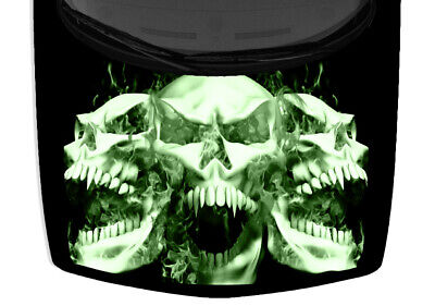 Green Black Flames Fangs Grunge Skulls Car Truck Vinyl Graphic Hood Wrap Decal