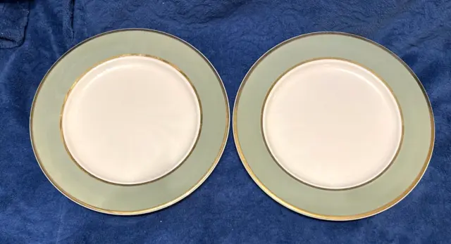 Set Of 2 Taylor Smith & Taylor Classic Heritage Celadon Green Dinner Plates (X3)