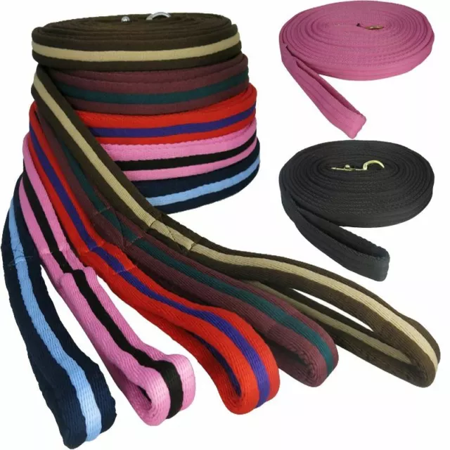 Horse Lunge Line 8 Metre Long Lunging Rein Soft Padded Pony Training All Colours
