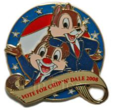 Disney Pin 64477 Vote for 2008 Chip 'n' Dale Patriotic American Flag LE 2000