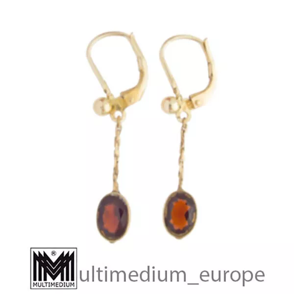 Vtg 925 Silber vergoldete Granat Ohrringe silver gilt garnet earrings