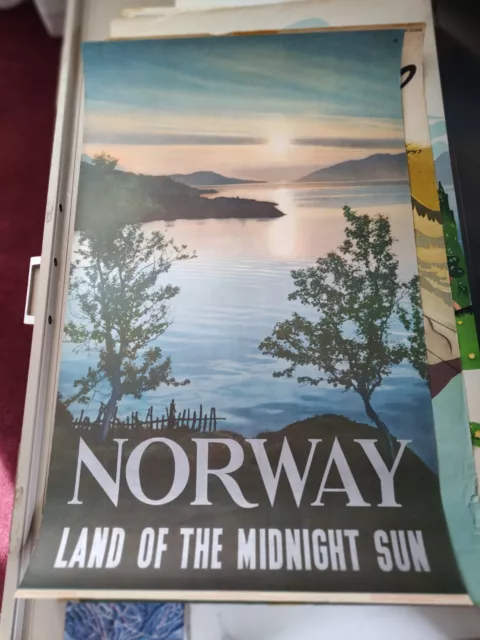 Norway, Land of the Midnight Sun Original Travel Poster 1950