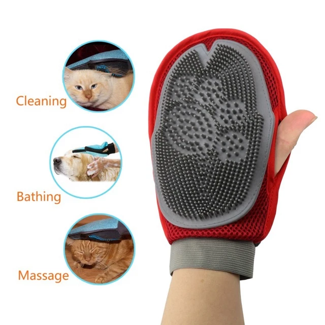 2in1 Pet Glove For Dog Cat Animal Comb Hair Remove Brush Grooming Massage Rake