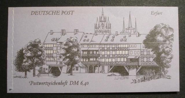 DDR 1990:MARKENHEFTCHEN, MH-MiNr. 10, "BAUWERKE + DENKMÄLER ERFURT", pfr.