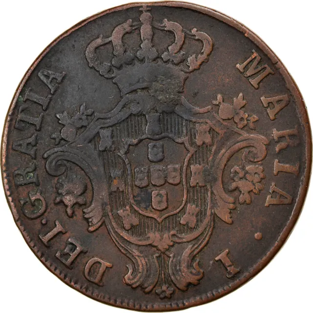[#897380] Coin, Portugal, Maria I, 10 Reis, X; 1/2 Vinten, 1792, EF, Copper, KM: