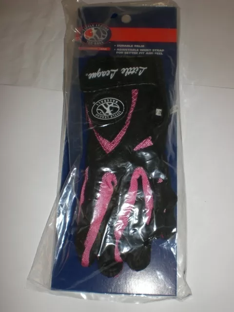 1 Pair Of Little League Tee Ball Batting Gloves Pink/Black 7-1/2" Long Nip