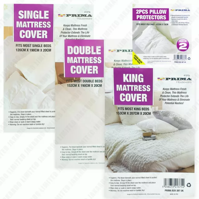 Fitted Mattress Protector Sheet Single, Double And King Size Waterproof Vinyl