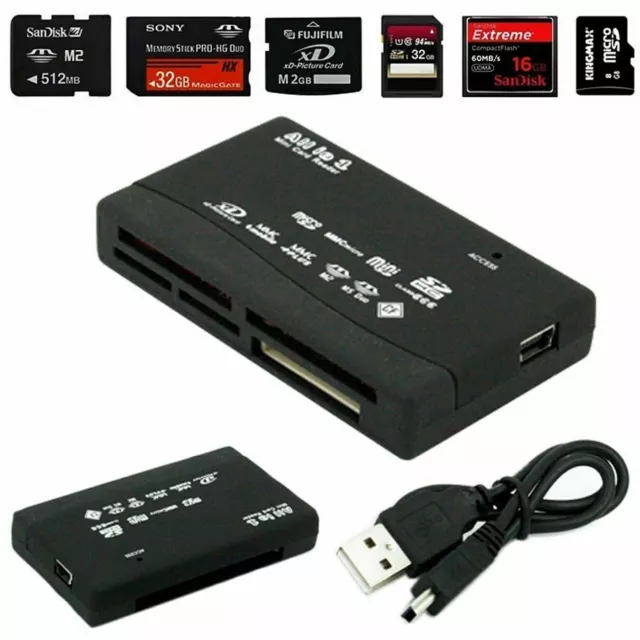 Mini 26-IN-1 USB 2.0 High Speed Memory Card Reader For CF xD SD MS SDHC