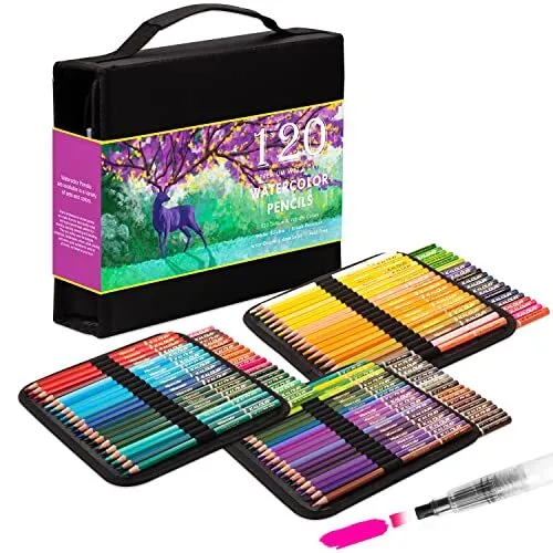 "Juego de 120 colores de lápices de acuarela premium KALOUR con cepillo de agua lápiz portab"