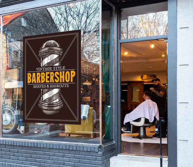 3D MAN HAIR Cut G182 Barber Shop Window Stickers Vinyl Wall Mural ...