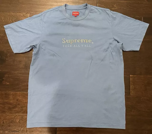 MEN’S SUPREME GOLD Bars “F” All Y’all Columbia Blue T-Shirt- Size Large ...
