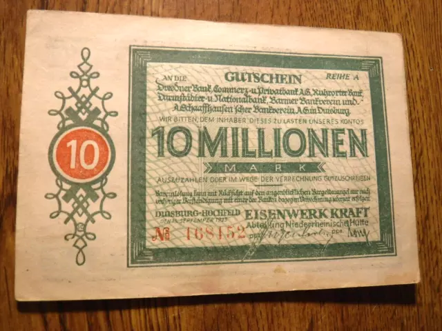 German Reichsbanknote 2 Million Mark 1923 Note (62)