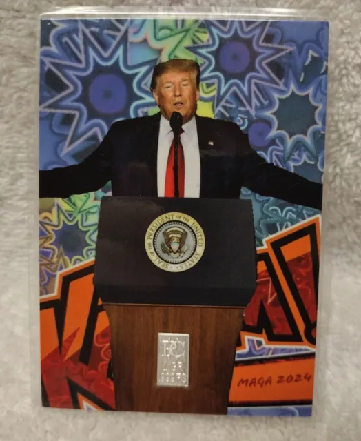 Custom MAGA Donald Trump 2024 Card .999 Pure 1 Gr Silver Bar. AWESOME & Unique!!