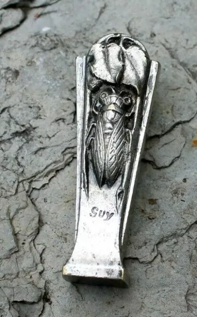ancien sceau cachet une cigale en bronze argentée ( signé  guy )