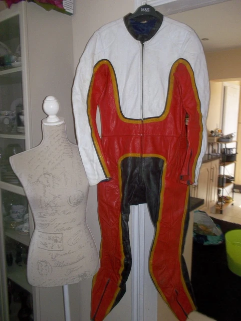 "Tuta da corsa vintage anni '70 TT Leathers International RUFRYDA Motorcycle Trials 40""