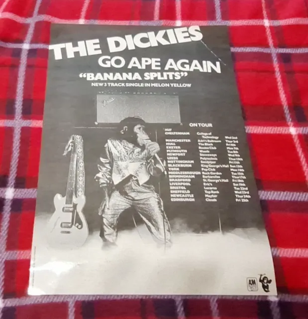 Dickies 1979 Go Ape Again UK Tour & Banana Split Music Press Laminated Poster AD