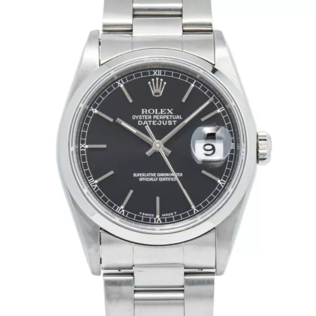 Rolex DateJust 16200 Oyster Stainless Steel Black Dial Automatic Men Watch 36mm 2