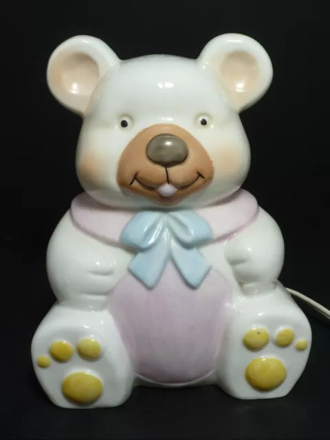 1985 Lefton China Jade Porcelain Teddy Bear Nursery Night Light #05308A