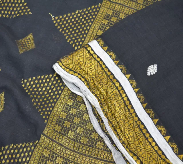 Vintage Saree Pure Cotton Hand Woven Indian Sari 5yrd Ethnic Soft Chackra Design