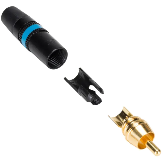 Rean NYS373-6 RCA Plug Connector Black with Blue Indicator 3
