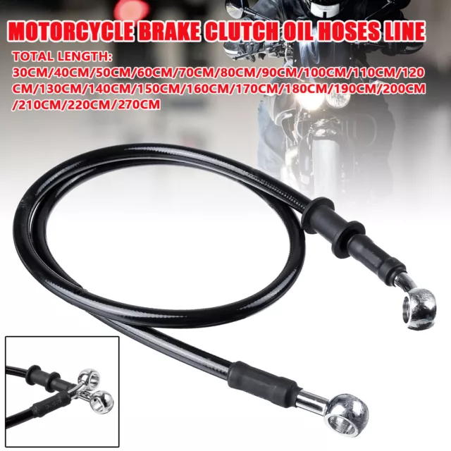 Motorcycle Braided Steel Brake Clutch Oil Hose Line Pipe Cable 30cm-270cm