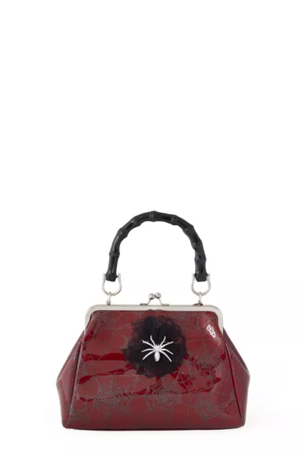 Rot Retro Glitzer bedruckt Netz Spinne Brosche Killianische Handtasche Tasche VERBOTEN Kleidung
