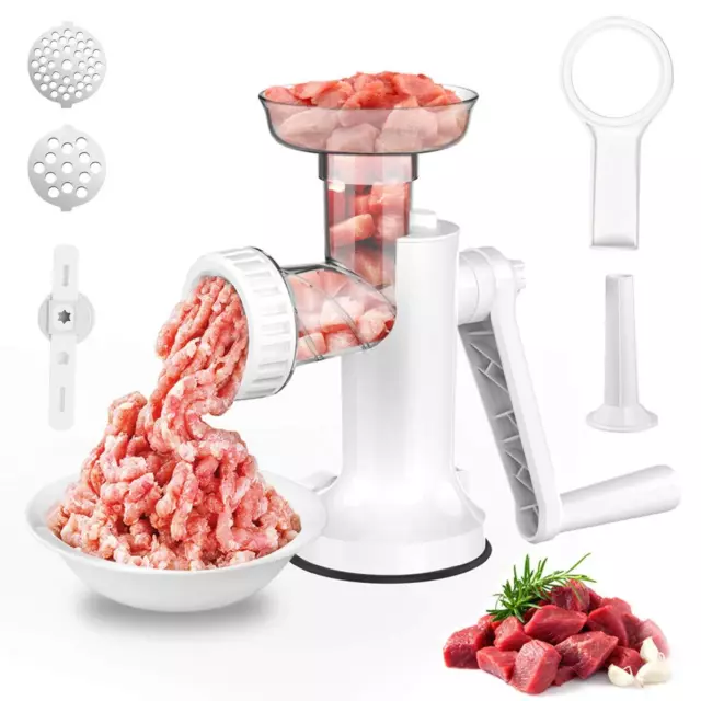 Manual Meat Grinder, Heavy Duty Meat Mincer Sausage Stuffer, 3-in-1 Hand Grin...