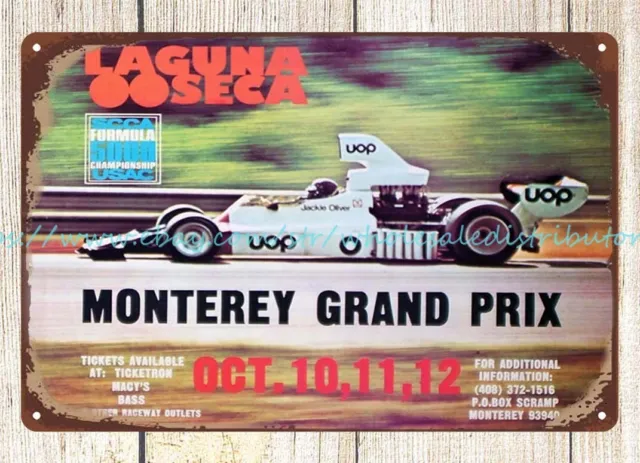 1975 Monterey Grand Prix car race automotive metal tin sign modern wall art