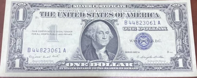 Crisp United States Silver Certificate $1 Bill 1957A Series Extra Fine Condition