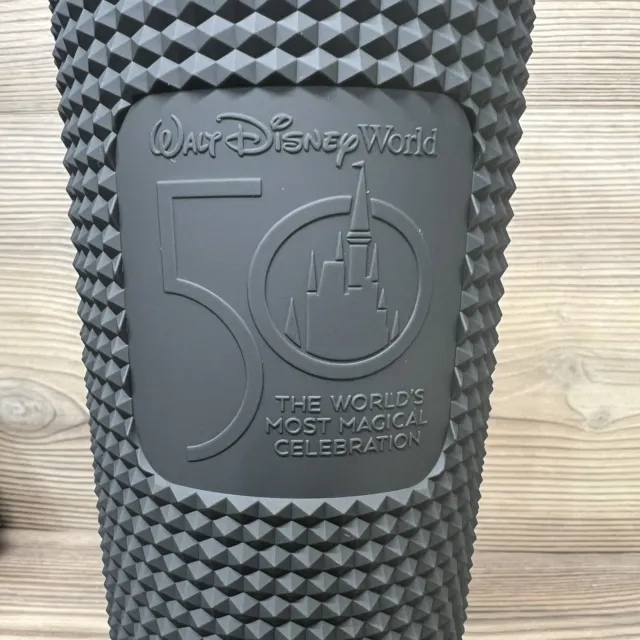 Disney Parks Starbucks Tumbler Black Matte Diamond Studded WDW 50th Anniversary