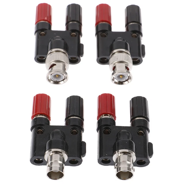 1pc BNC Male/Female Plug to Dual Banana Jack Coaxial 4mm Connector Binding P>k>