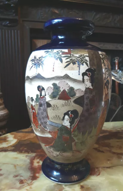 Japanese Satsuma Hand Painted  Porcelain Vase