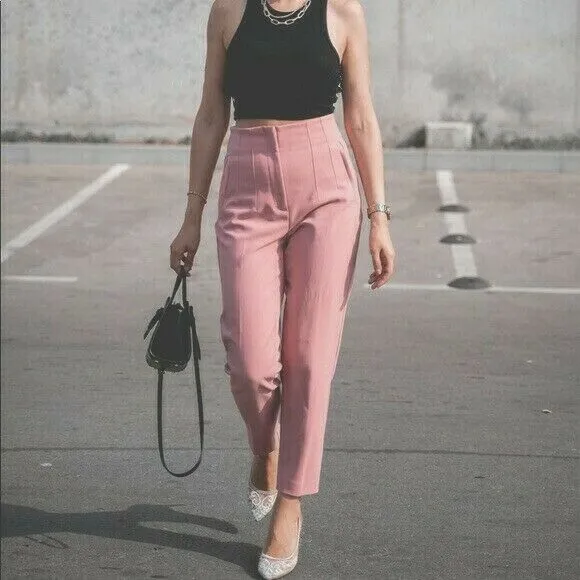 https://www.picclickimg.com/GWMAAOSwLEliH6B3/Zara-Woman-Nwt-High-Waisted-Pants-Dusty-Pink-Marsala.webp