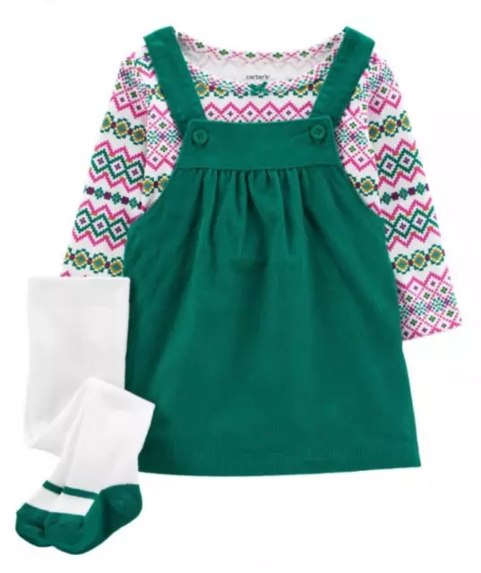 Toddler Girl Carters Green Jumper In Size Nb