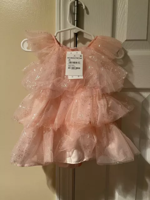 NORDSTROM Infant Girl Pink Lotus Tulle Dress w/ Bloomers SIZE 6 MONTHS NWT
