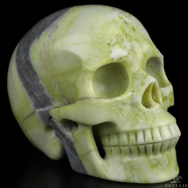 5.0" New Jade Hand Carved Crystal Skull, Realistic, Crystal Healing