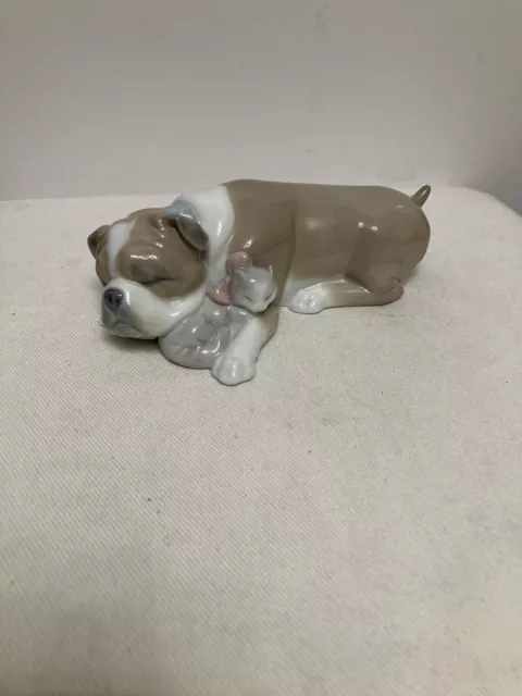 Bulldog & Cat Figure,Ornament Called Unlikely Friend By Lladro,6417
