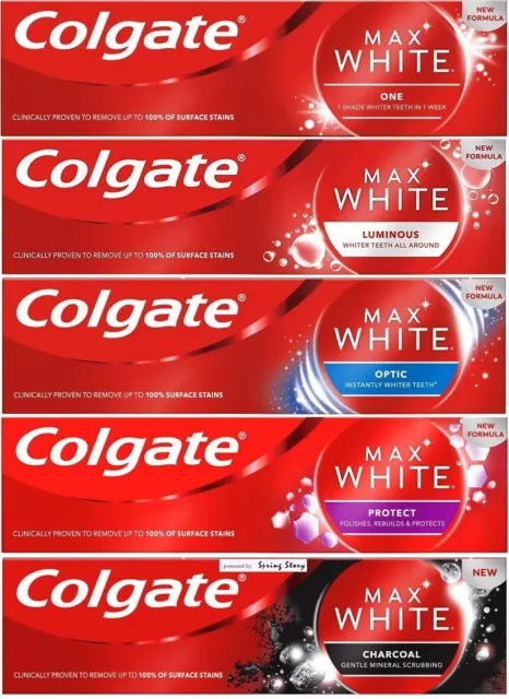 Colgate Max White Whitening Toothpaste 75ml(One/Optic/Luminous/Protect/Charcoal)