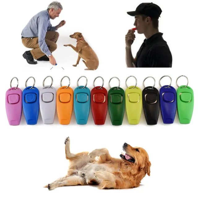 Puppy Dog Pet Training Clicker Whistle Obedience Training Tool With Key Chain