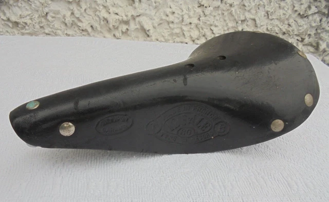 Selle Vélo Ancienne IDEALE 301 Cuir Marron, Début XXe, Fabrication Française