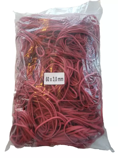 1 Kg Gummibänder rot Gummiringe Haushaltsgummis 60x3mm stark